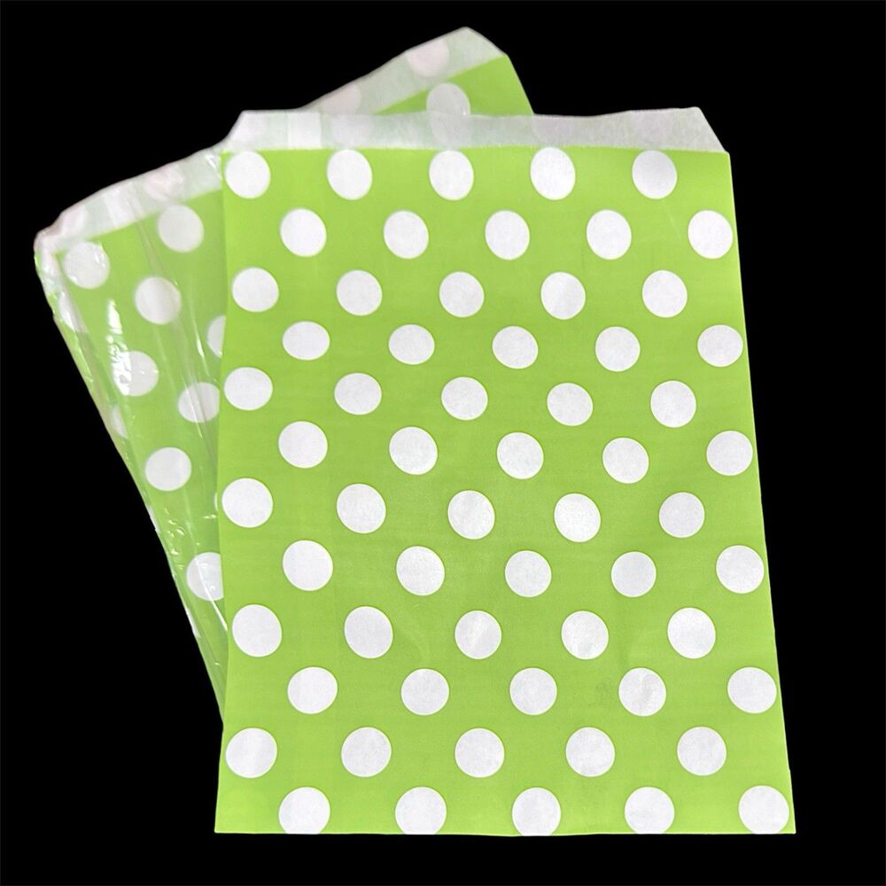 Lime Green 2500 Treat Bags Candy Polka Dot Paper 8.5x11 25 Packages Food Grade